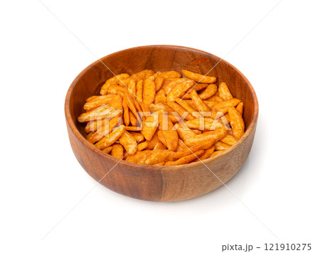 Senbei isolated, kaki no tane rice cracker, japanese crispy snack, sembei, okaki, Asian baked sweets 121910275