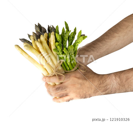 Raw Garden Asparagus, Fresh Green Spring Vegetables, Asparagus Officinalis Edible Sprouts 121910326