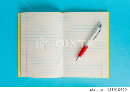 Copybook Mockup, Notebook on Office Desk with Copy Space for Text, Moleskin Template 121910459