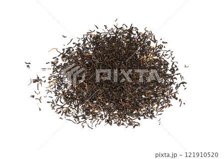 Black Tea Leaves Isolated, High Quality Black Tea Pile, Dry Organic Indian Drink, Black Tea Leaves on White Black Tea Leaves Isolated, High Quality Black Tea Pile, Dry Organic Indian Drink, Black Tea Leaves on White 121910520