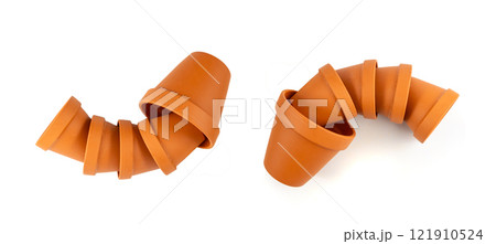 Empty terracotta flower pots, clay garden vase, brown ceramic plant container, garden pottery earthenware 121910524