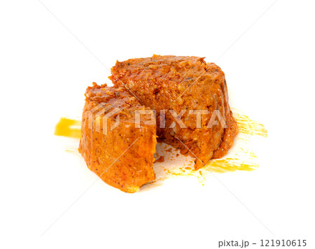 Paprika stew, Szczecin paprikash, traditional Polish fish spread with rice, tomato paste, vegetables on white Paprika stew, Szczecin paprikash, traditional Polish fish spread with rice, tomato paste, vegetables on white 121910615