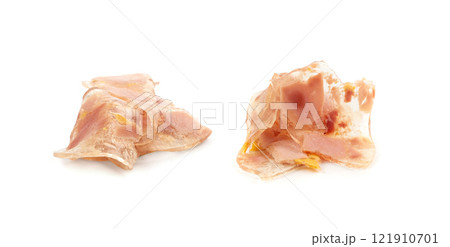 Meat jelly slices, ham aspic isolated, sausage, aspic jelly, winter meat galart, brawn on white Meat jelly slices, ham aspic isolated, sausage, aspic jelly, winter meat galart, brawn on white 121910701