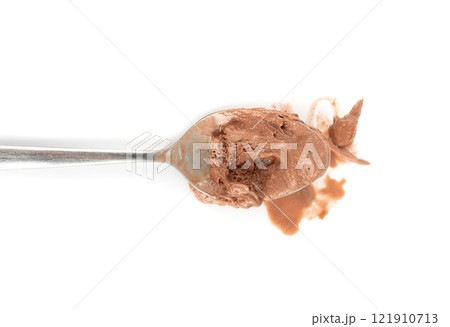 Melted chocolate ice cream isolated, real melting cocoa icecream drops, chocolate ice stain Melted chocolate ice cream isolated, real melting cocoa icecream drops, chocolate ice stain 121910713