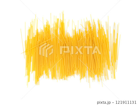 Raw spaghetti isolated, dry spagetti, long wheat noodles, uncooked italian macaroni bundle 121911131