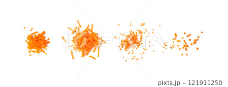 Fresh Diced Carrot, Raw Carrot Cubes Closeup, Chopped Orange Root Vegetable, Diced Carrots Pile 121911250