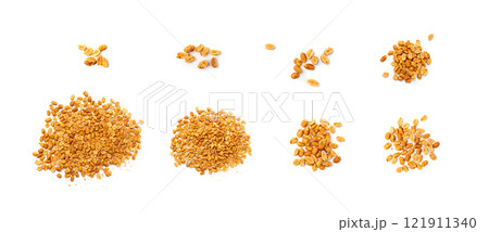 Spicy peanuts isolated, heeng jeera pea nuts mixture, Indian namkeen, roasted salty nut snack Spicy peanuts isolated, heeng jeera pea nuts mixture, Indian namkeen, roasted salty nut snack 121911340