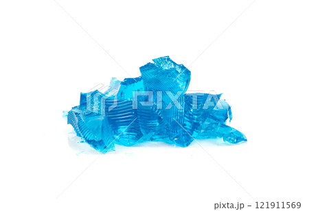 Jelly isolated, blueberry jello, blue gelatin dessert pieces, colour transparent pudding, fruit sweet gel Jelly isolated, blueberry jello, blue gelatin dessert pieces, colour transparent pudding, fruit sweet gel 121911569
