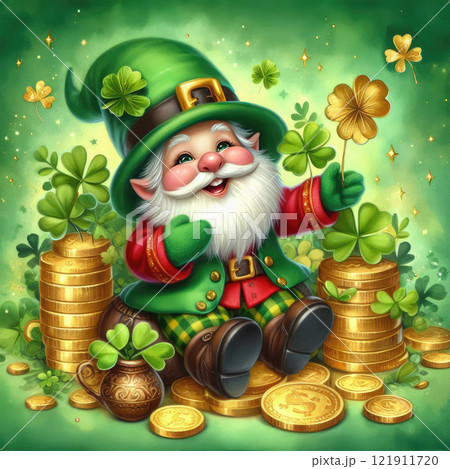 St. Patrick's Day Irish gnomes. Cartoon Leprechauns illustration for cards, decor, design 121911720