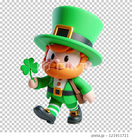 3D St. Patrick's Day Irish gnomes. Cartoon Leprechauns illustration for cards, decor, design 3D St. Patrick's Day Irish gnomes. Cartoon Leprechauns illustration for cards, decor, design 121911721