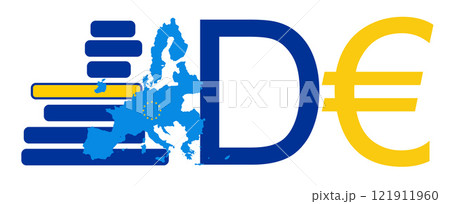 digital euro as D with shape of the map of the European Union symbol 121911960
