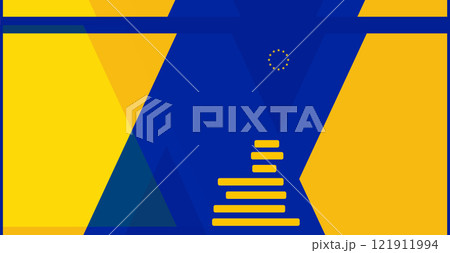 creative Europe background with shape of the map of the European Union, EU, blue yellow design background 121911994