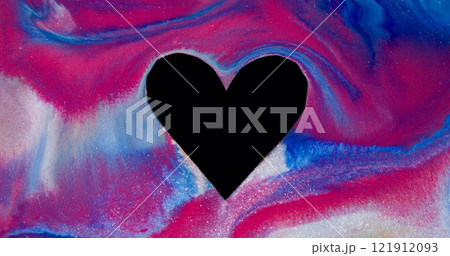 Paint passion. Heart love. Defocused red blue multicolor black shape frame ink texture spilling on abstract art romantic background. Paint passion. Heart love. Defocused red blue multicolor black shape frame ink texture spilling on abstract art romantic background. 121912093