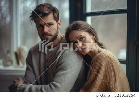 Marital Strain: Thoughtful Woman and Unnoticed Emotional Pain in Relationships 121912254