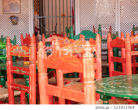 Detail of Chairs inside a Caseta at the Seville April Fair 121912364