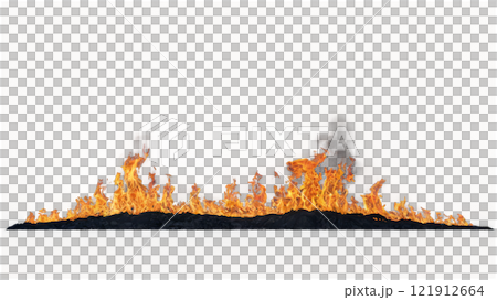 Vibrant flames rising in a creative display of fire against a plain white background 121912664