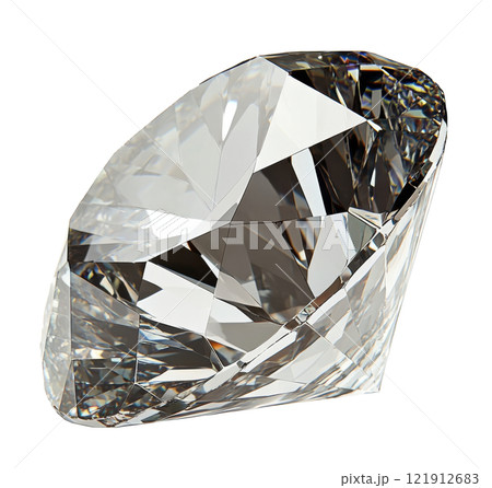 A cut diamond sparkles brightly under soft light on a neutral background 121912683