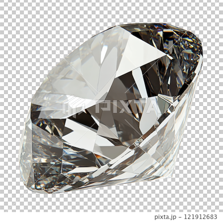 A cut diamond sparkles brightly under soft light on a neutral background 121912683