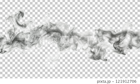 Ethereal gray smoke wisps swirling quietly across a white background 121912706