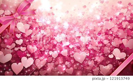 ピンクのハートが可愛い背景 121913749