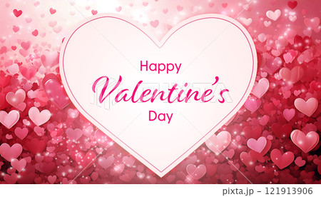 ピンクのハートが可愛い背景 121913906