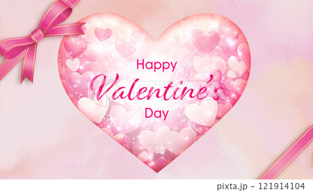 ピンクのハートで描く背景 121914104