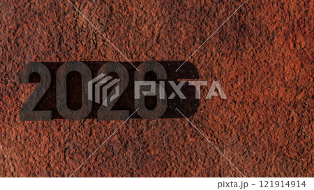 The Rusty 2026 on metal plate for Background concept 3d rendering. The Rusty 2026 on metal plate for Background concept 3d rendering. 121914914