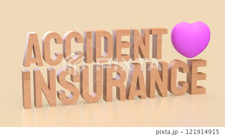 The Accident insurance wood and pink heart 3d rendering image. 121914915