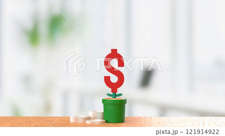 The Red Dollar symbol in Plant for Business concept 3d rendering. The Red Dollar symbol in Plant for Business concept 3d rendering. 121914922