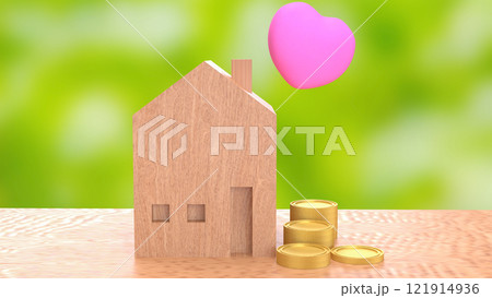 The Wood House and Heart for Property or Building concept 3d rendering. The Wood House and Heart for Property or Building concept 3d rendering. 121914936