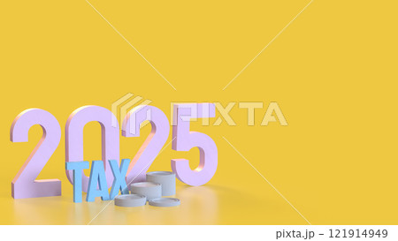 The Number and coins for Tax 2025 concept 3d Rendering. The Number and coins for Tax 2025 concept 3d Rendering. 121914949