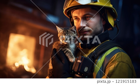 Brave Firefighter Courageously Rescues Adorable Kitten From Dangerous Burning Building Fire 121915183