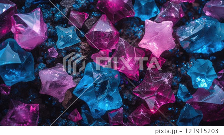 Beautiful Galaxy and Stone Background with Glowing Purple and Blue Colors for Modern Design Projects 121915203
