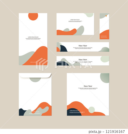 New Year Greetings and Stationery Design template. vector illustration. 121916167