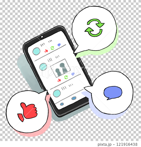 在智慧型手機上開啟 SNS 應用程式的插圖 121916438