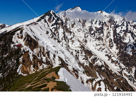 冷乗越付近から見る残雪の鹿島槍ヶ岳 121916491