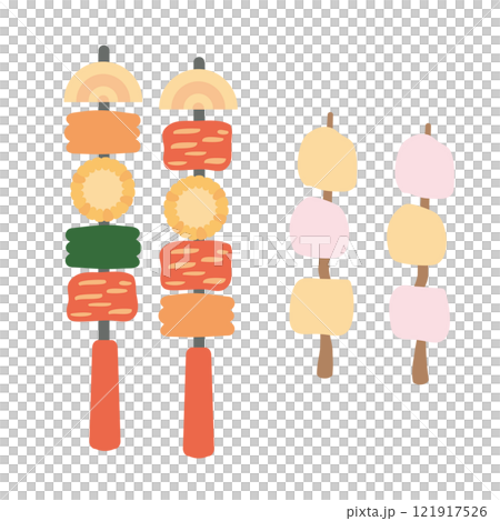 串燒烤食品和棉花糖的插圖 串燒烤食品和棉花糖的插圖 121917526