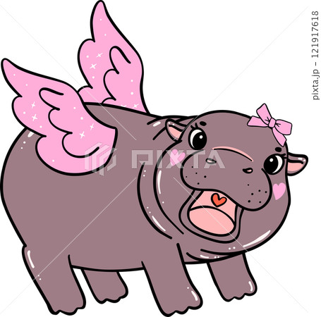Happy Valentine Cupid Pygmy Hippo Happy Valentine Cupid Pygmy Hippo 121917618