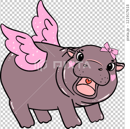 Happy Valentine Cupid Pygmy Hippo Happy Valentine Cupid Pygmy Hippo 121917618