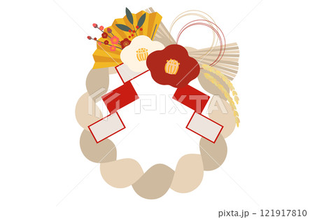 しめ飾りのベクターイラスト しめ縄 正月飾り 新年 1月 白背景 白バック しめ飾りのベクターイラスト しめ縄 正月飾り 新年 1月 白背景 白バック 121917810