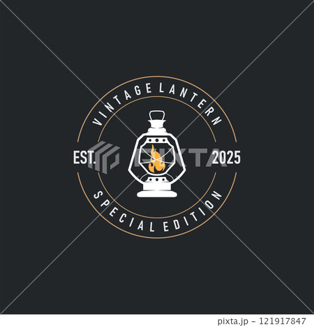 Lantern Logo Design Street Lamp Old Classic Vintage Minimalist Illustration Template 121917847