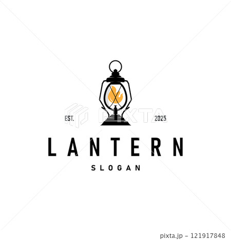 Lantern Logo Design Street Lamp Old Classic Vintage Minimalist Illustration Template 121917848