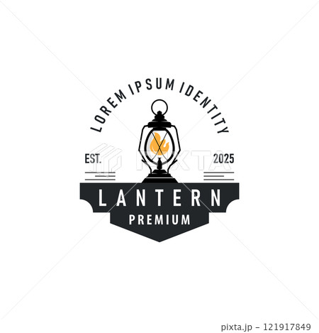Lantern Logo Design Street Lamp Old Classic Vintage Minimalist Illustration Template 121917849