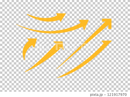 右肩上がりの矢印のイラスト オレンジ 右肩上がりの矢印のイラスト オレンジ 121917970