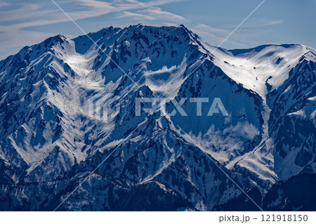 北アルプス・冷池付近から見る残雪の立山 121918150