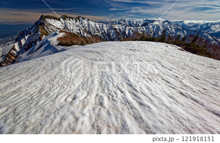 北アルプス・冷池付近から見る残雪の爺ヶ岳と針ノ木岳 121918151