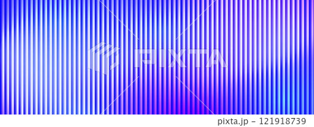 Iridescent ribbed glass background. Light blue frosted reeded wallpaper. Colored rippled glass texture for door, window, rooftop. Wavy striped blurry surface overlay. Vector backdrop 121918739