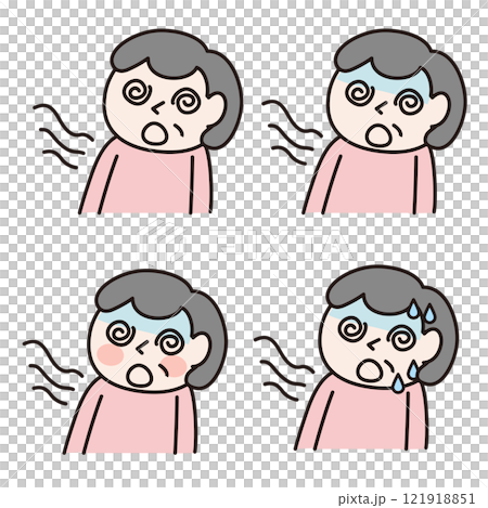 An elderly woman who is dizzy and about to collapse (upper body): Illustration material 121918851