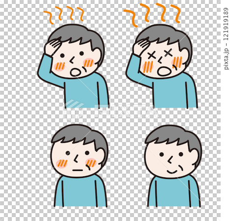 發燒老人（上半身）：插圖素材 121919189