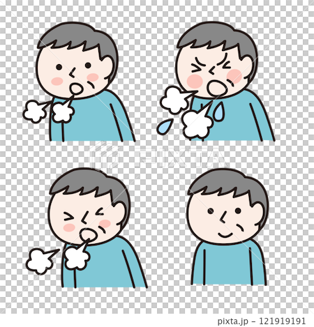 Coughing elderly man (upper body): Illustration material 121919191